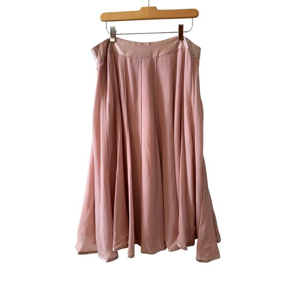 DKNY Silk Ballet Flutter Twirl Skirt Pale Pink 12 - Picture 1 of 5